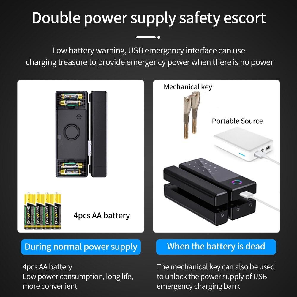 Office/Home Drilling free Glass Door Fingerprint Lock GS1 TT Lock Smart Lock Biometric Fingerprint Electronic Digital Lock