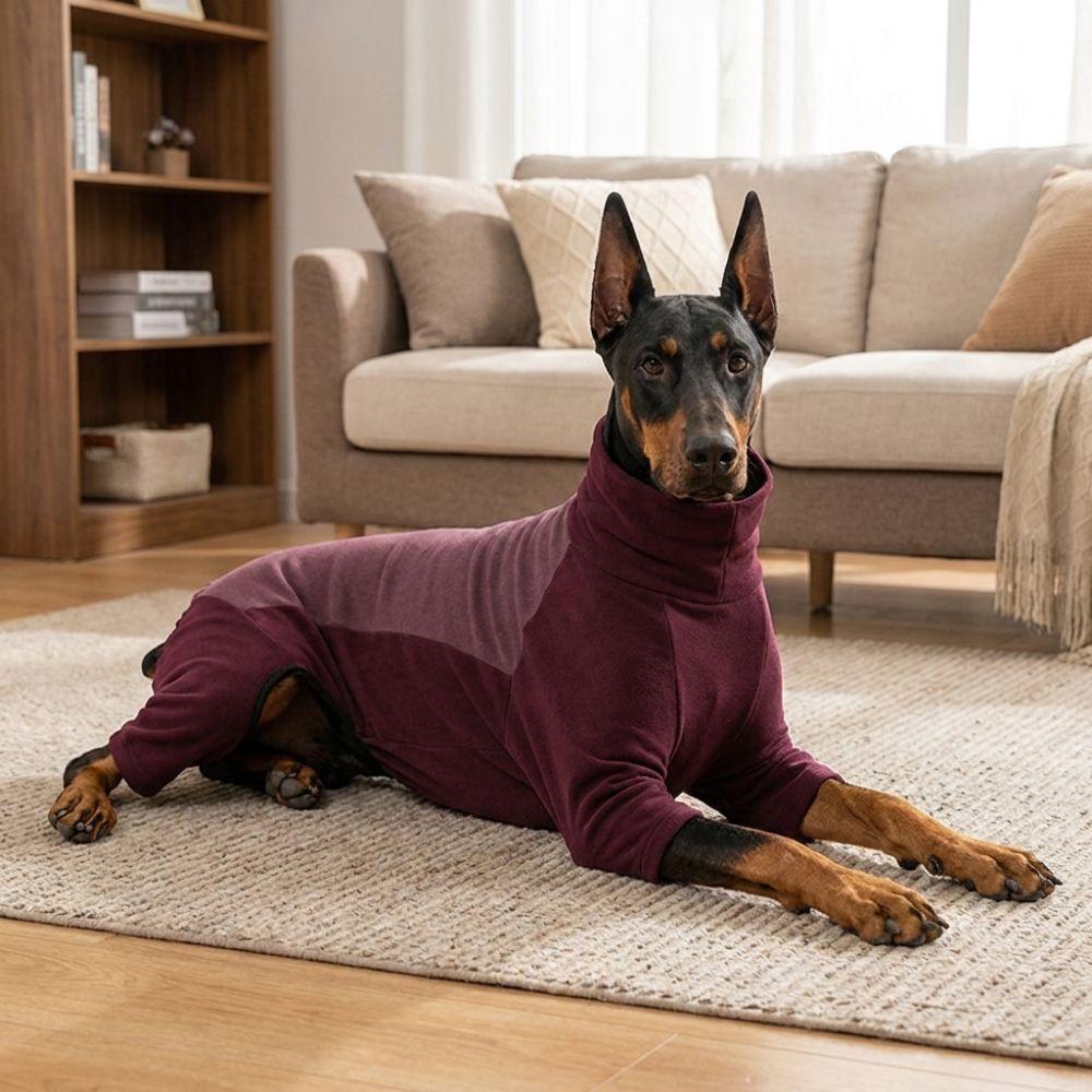 High Stretch Fleece Dog Jumpsuit Windproof Dog Winter Home Outfit Dog Warm Pajamas  Cold Weather