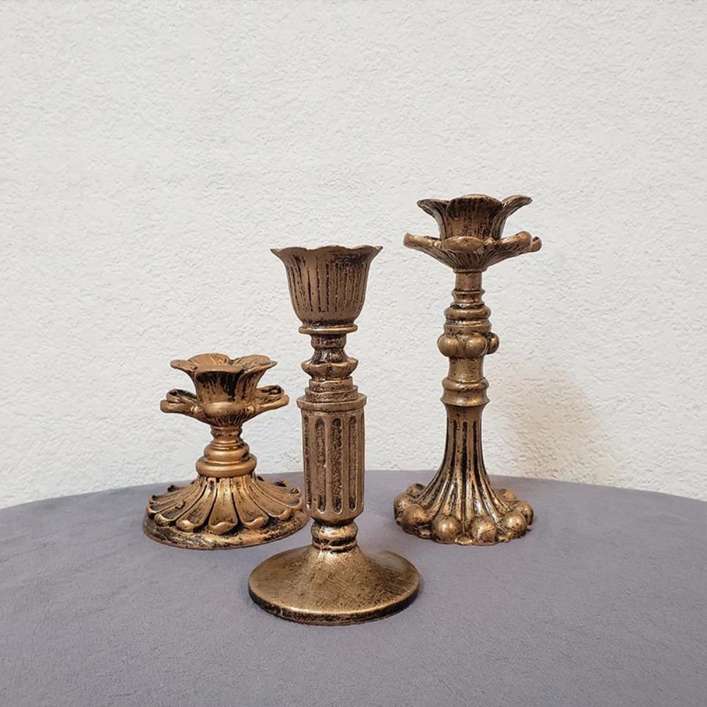 Retro Resin Candle Holder Antique Candle Holders Set Dining Room Table Top Decoration Wedding Decoration Photography Props