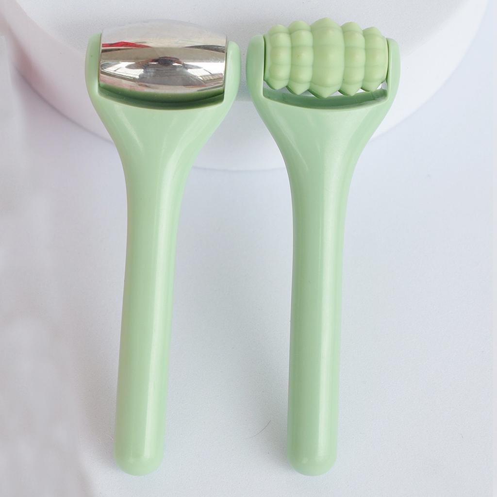 2pcs Facial Roller Set Stainless Steel Ice Roller & Silicone Massage Roller Face Icing Reduce Swelling Skin Massage Care Tools