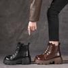 Autumn and Winter New Small Height Increase Medium Tube Trendy Women's Boots Thick Heel Cotton Martin Boots Women's Leather