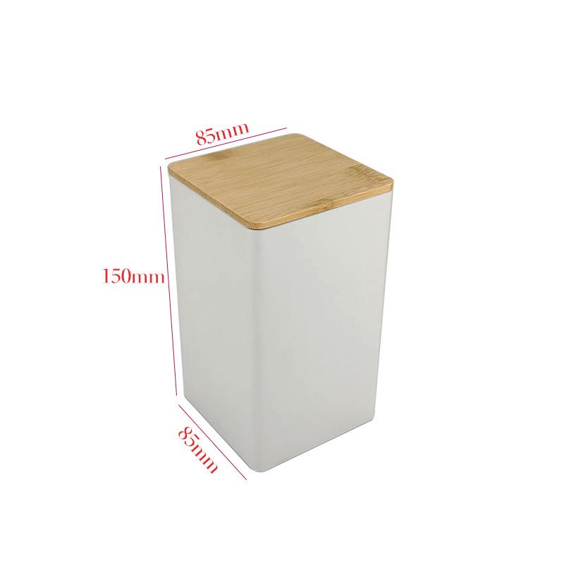 Bamboo Lid Square Metal Storage Tin for Coffee, Sugar, Tea - European American Style
