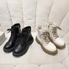 Fashion women's new ankle boots Winter casual thick heel women beige Chelsea boots Punk Goth shoes leather combat boots