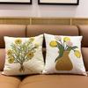 Nordic Ins Small Fresh Simple Embroidered Pillow Bouquet Pillow Case Living Room Sofa Cushion Bedroom Pillow