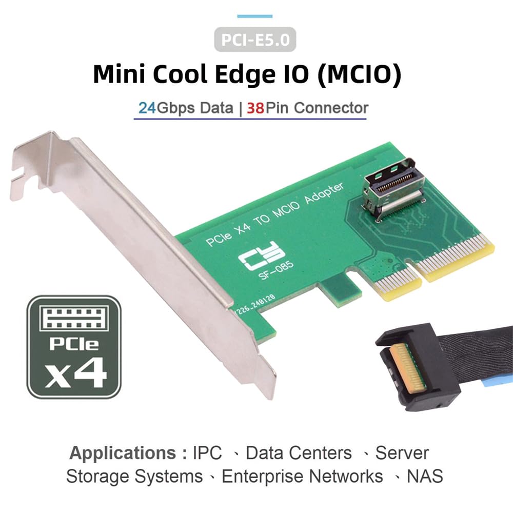 Cablecc 4X la MCIO Mini Cool Edge IO Adaptor Host Femeie pentru PCIe Nvme SSD PCI-Express 5.0 4.0 U.2