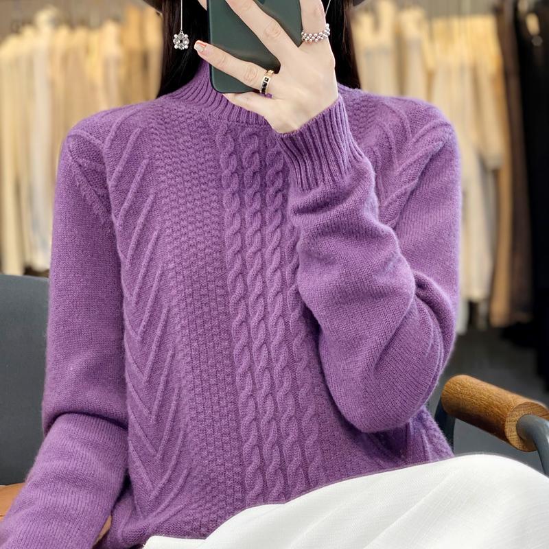 Damen Kaschmirpullover Qinghe Kaschmir 30% Kaschmir 70% Wolle warm und modisch Allrounder Herbst und Winter