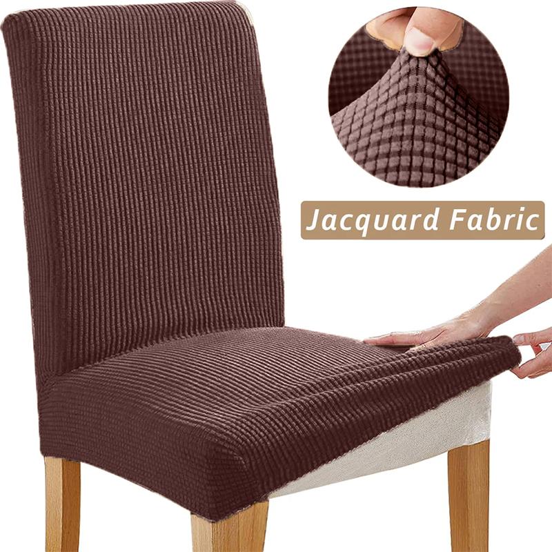 Corn Kernel Textured Stretch Fabric Chair Cover With Back Long Dining Room Seat Protector For Wedding Hotel Banquet