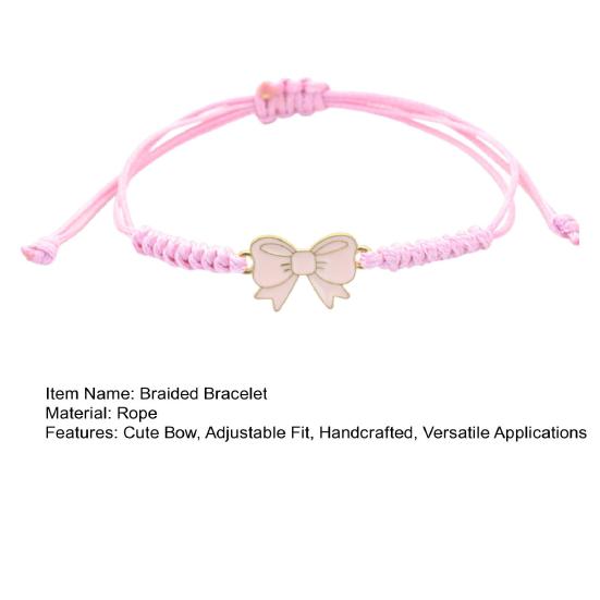 Bow Braided Bracelet Adjustable String Rope Bracelet Handcrafted Cheerleader Bracelet for Cheer Dance Team Friends Gift