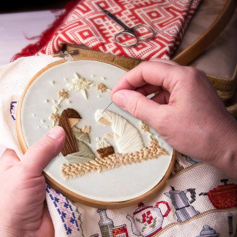 Anfänger Krippen Stickset Krippen Bastelset Stick-Ornament-Set Mit Farbigem Garn Für Anfänger Männer