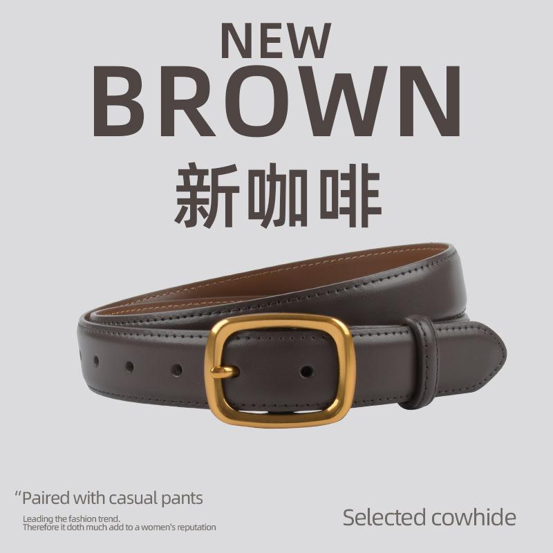 

Женский, Ремень из коровьей кожи, Повседневный Ретро, Настоящий ремень, Универсальный и Высококлассный, Джинсовый ремень, Прочный и Долговечный 105cm