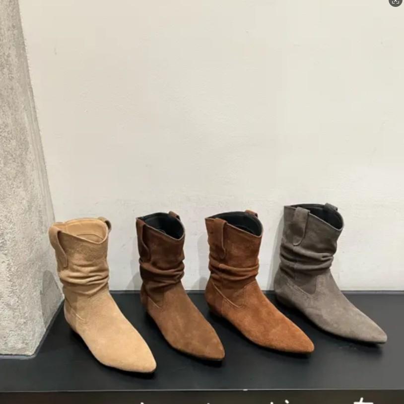 Korean version autumn and winter color system inner height increase short tube new small square pointed naked boots thin fashion short boots