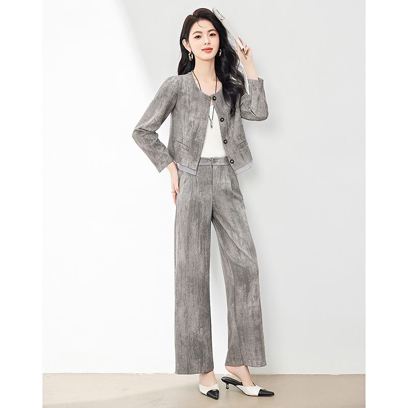 Fashion Casual Jacket+wide Leg Pants Two-piece Set