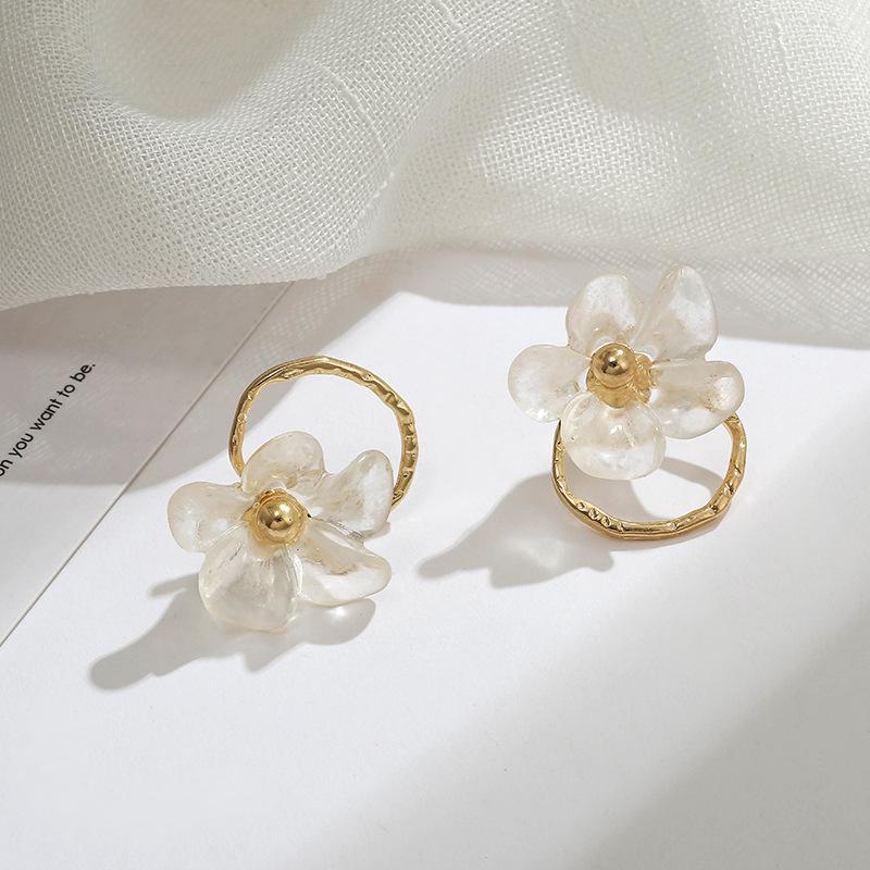 925 Silver Needle Korean Style Flower Stud Earrings for Women and Girls