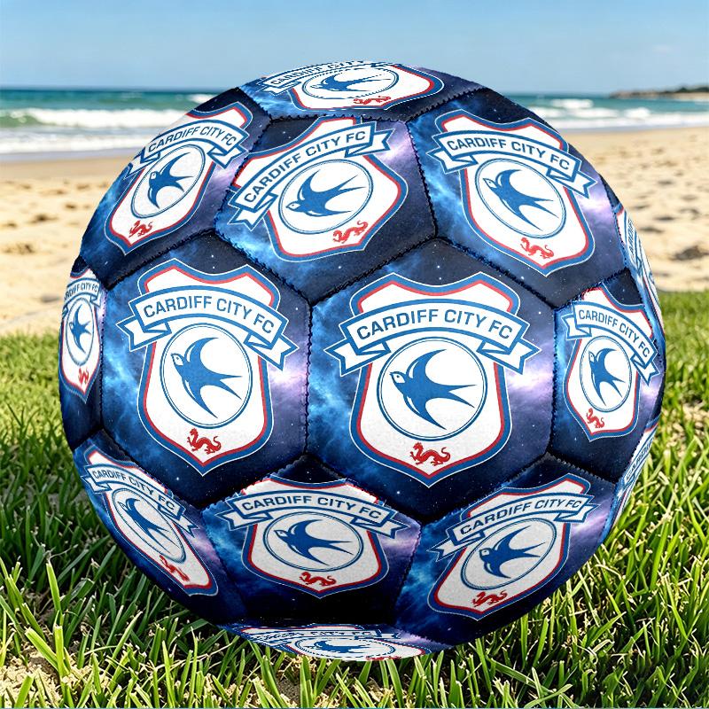 Cardiff City FC Print Size 5 Soccer Ball, PU Wear Resistant Football for Match Training and Daily Practice, Birthday Gift for Soccer Fans