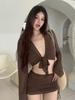 Solid Color Slimming Long-Sleeve Sun Protection 4-Piece Backless Swimwear Set for Hot Springs & Beaches