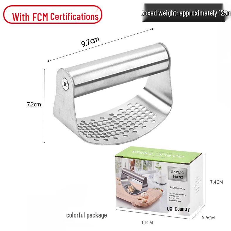 Stainless Steel Ring-Shaped Garlic Press and Crusher