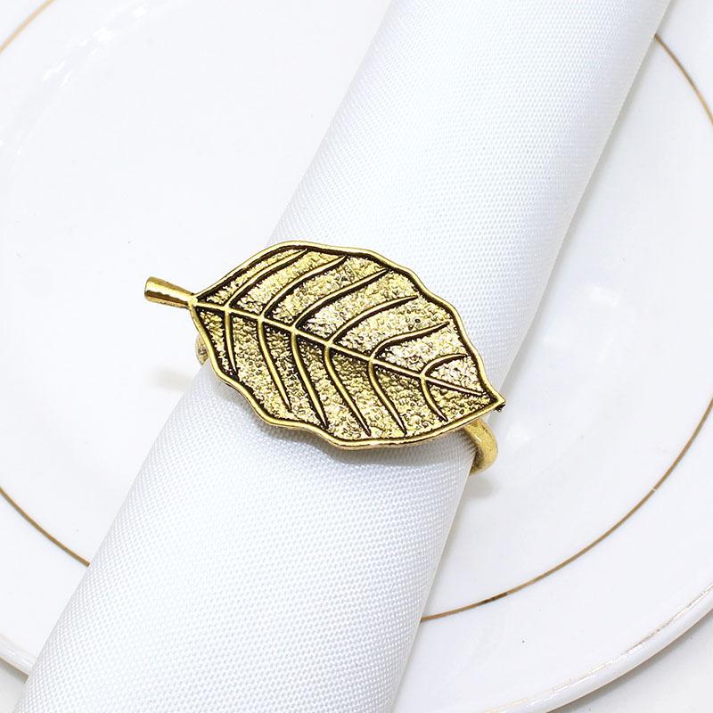 10pcs/ot Classic Vintage Leaf Napkin Ring Leaf Napkin Buckle Maple Leaf Alloy Napkin Ring Wedding Table Decoration