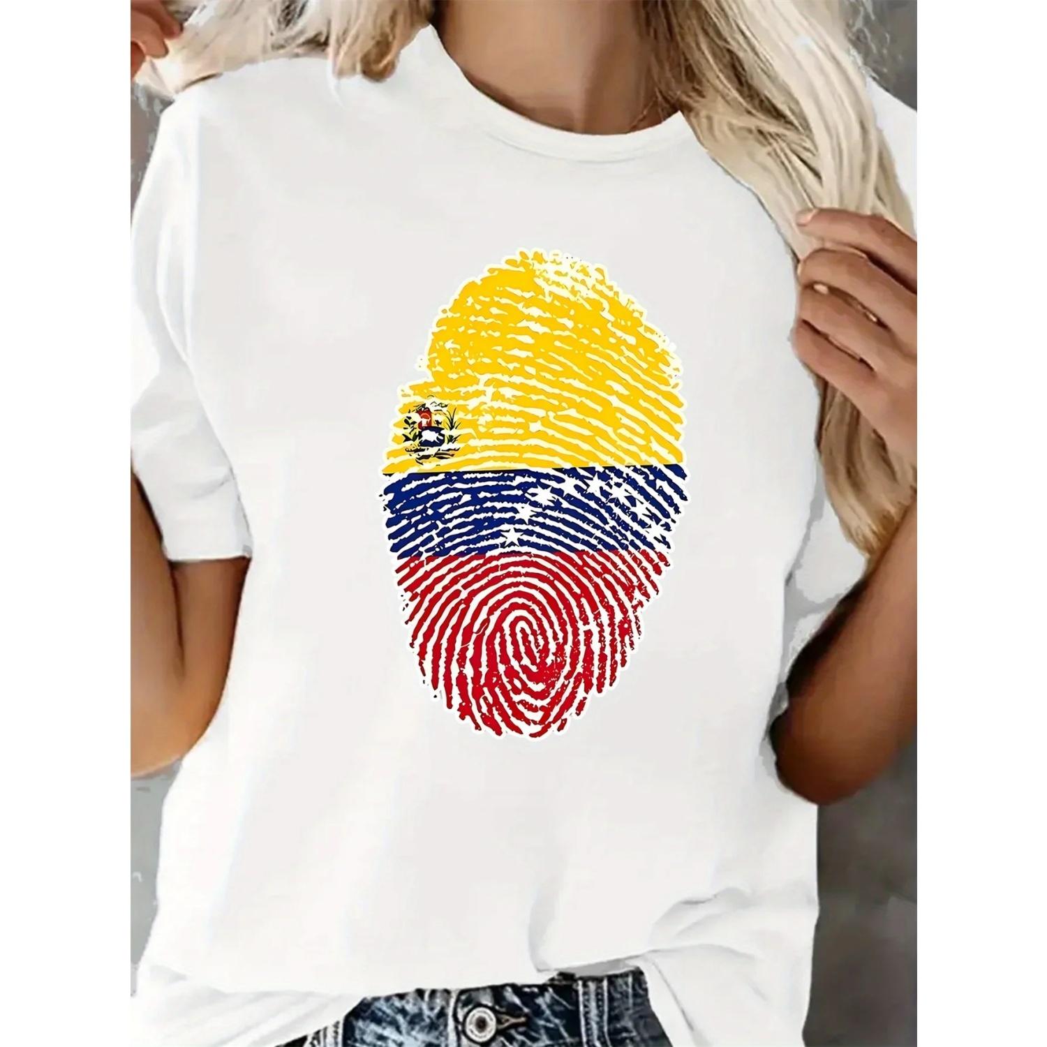 

Venezuela Graphic Print T-shirt Mens Clothing Graphic T Shirts Unisex Cotton Vintage Round Neck Streetwear Tees Short Sleeve S чёрный