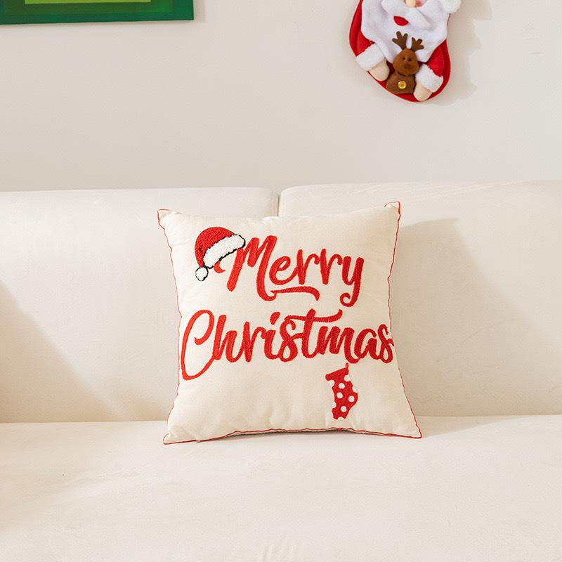 Christmas Towel Embroidered Pillow Cover Festive Home Sofa Pillow Christmas Pillow Living Room Cushion Cover Premium