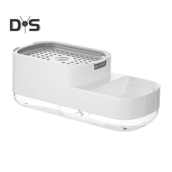 

Диспенсер для жидкого мыла с держателем для губки, большой емкости, съемный наклонный дизайн, кухонный дозатор моющего средства для стирки белый