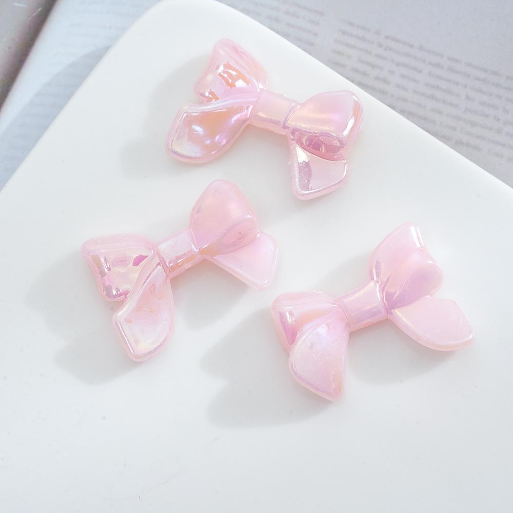 Acrylic Ab Plated Color Imitation Bow, Solid Color Beads, Straight Hole Loose Beads Diy Jewelry, Necklace, Hairpin, Beaded Material