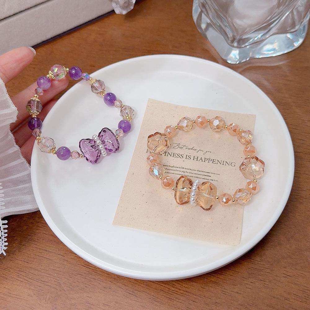 Elegante Bracciale Principessa con Fiocco, Cristalli K9 Brillanti e Dolce Ametista – Design Fairy Niche per Donne