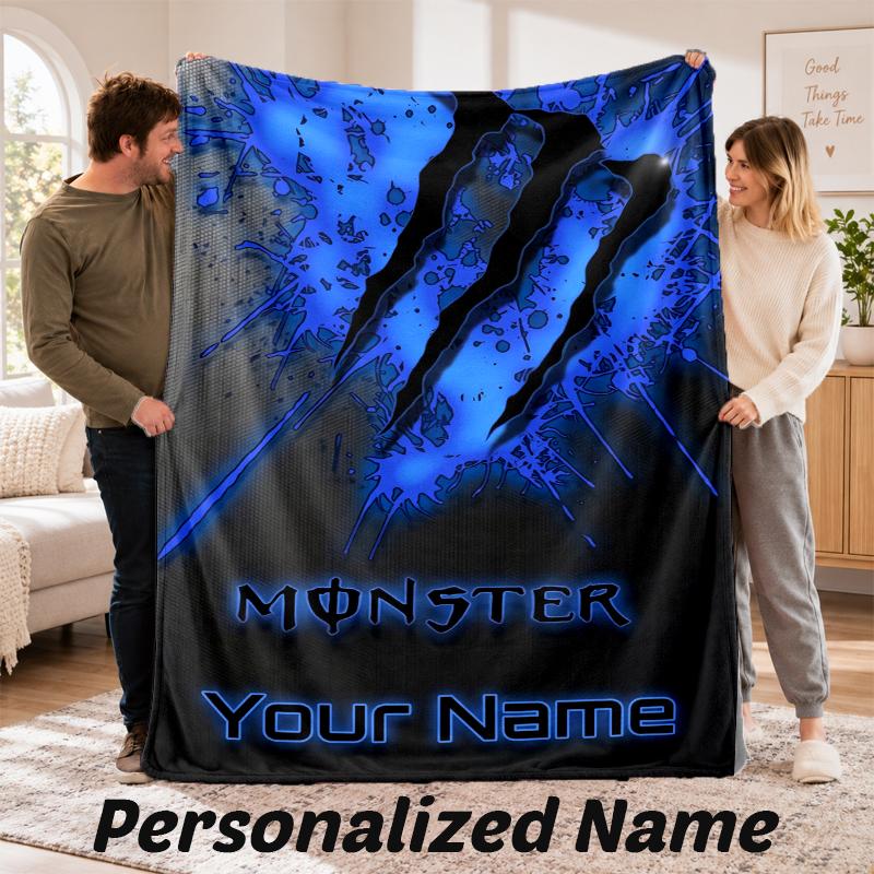 Monster Energy Personalizovaná flanelová deka Vlastní jméno Text Měkká přehozová deka Domácí dekorace