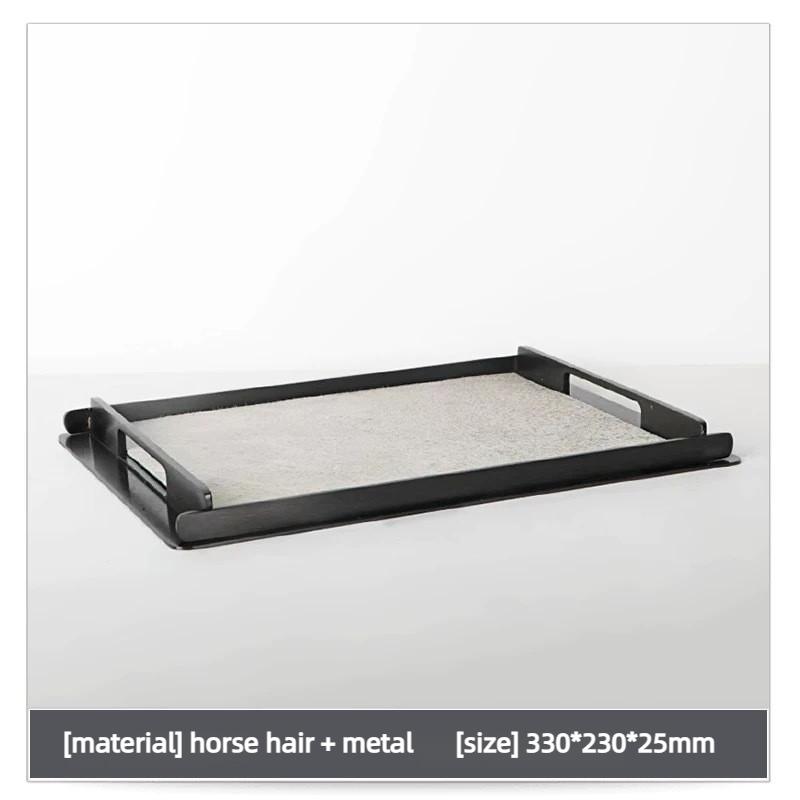 

Metal Horsehair Tray Rectangular Creative Aromatherapy Tray Desktop Living Room Hotel Storage Trays Home Organizer Decoration серый