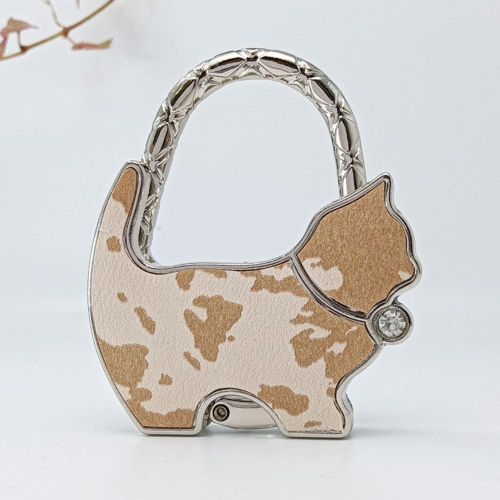 

Fashion Foldable Fish Scales Cat Handbag Hook Portable Creative Purse Hook for Women Flowers Print Durable Bag Hanger for Table