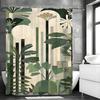Green Plant Shower Curtain, Bathroom Decorative Shower Curtain, Waterproof Shower Curtain with Hooks