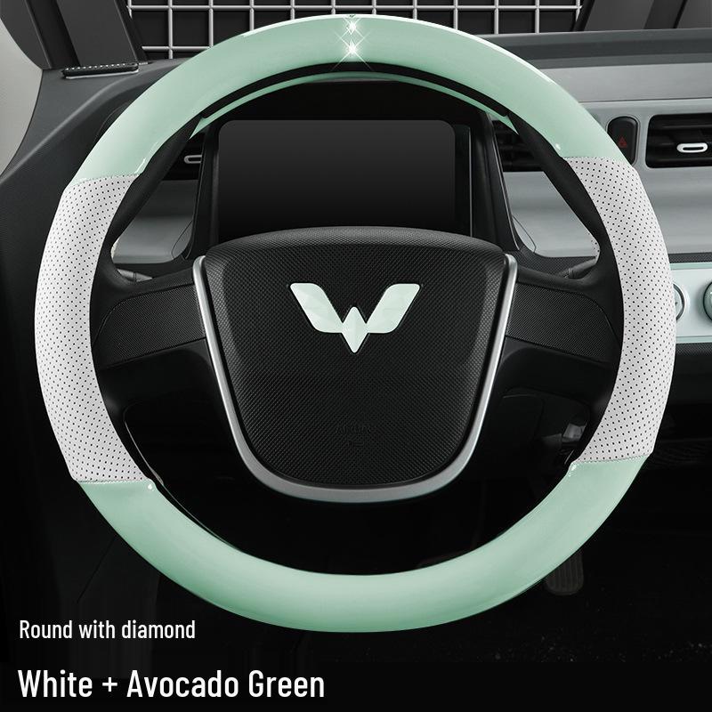 Glossy White Stain-Resistant PU Steering Wheel Cover for Hongguang MINI 2022