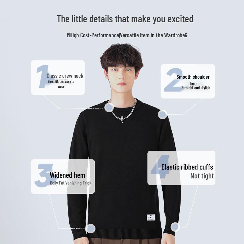 Huili Men's Winter Round Neck Pullover Knit Sweater