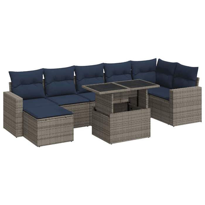 VidaXL Garden Lounge Set with Cushions 8 Pcs Grey Braided Resin Acacia 3326362