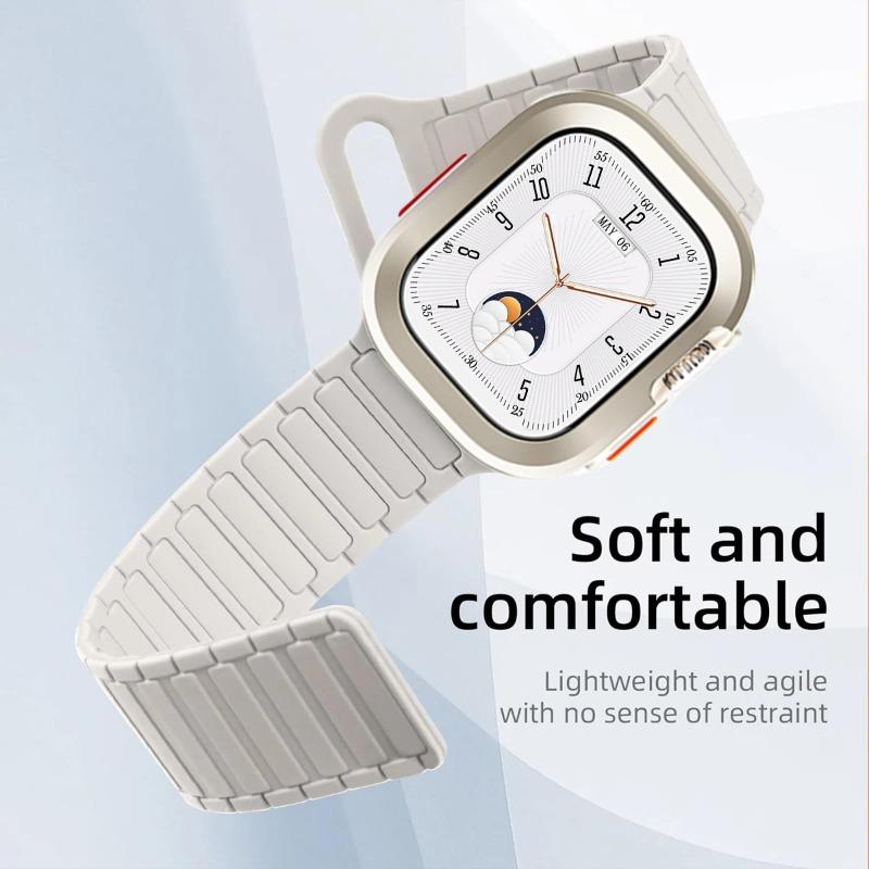 Magnetic Loop+silicone case for Apple Watch 42mm 46mm 44mm 40mm 49mm 45mm 41mm iWatch Series 11 SE 3 Ultra 3 10 9 8 7 6 5 Strap