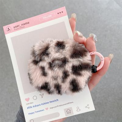 Voor Airpods 4 Hoesje 2024, Schattig Roze Luipaard Pluche Beschermende Oortelefoon TPU Hoes Voor Airpod 4 Hoesje Meisjes Vrouwen Funda