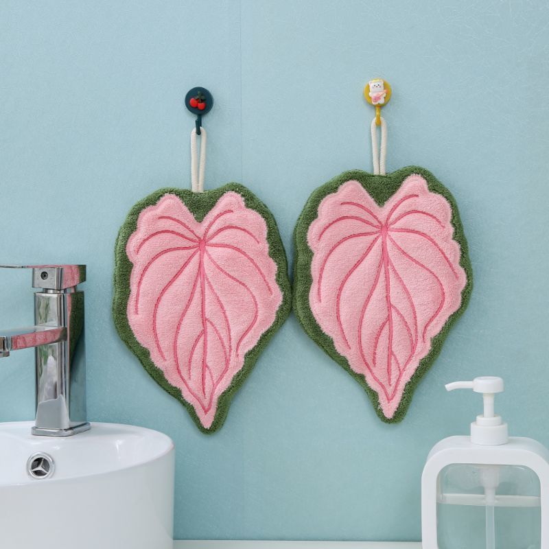 Plant Leaf Hand Towel, Hanging Type Kitchen Bathroom,Portable Towel Rag Water Suction Cleaning Plant Handkerchief Towels