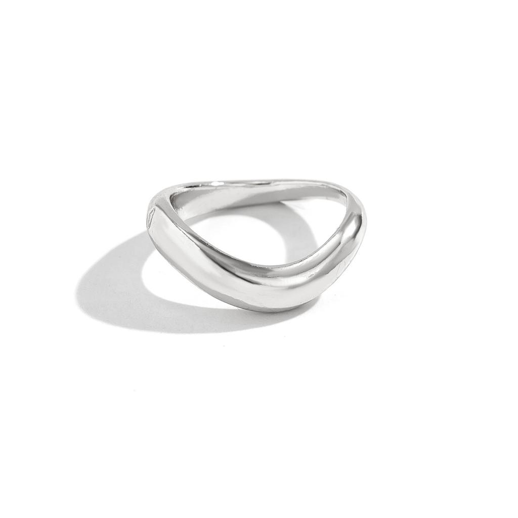 Ins Liquid Lava Metal Curved Ring Female Folded Smooth Hug Open Ring Set