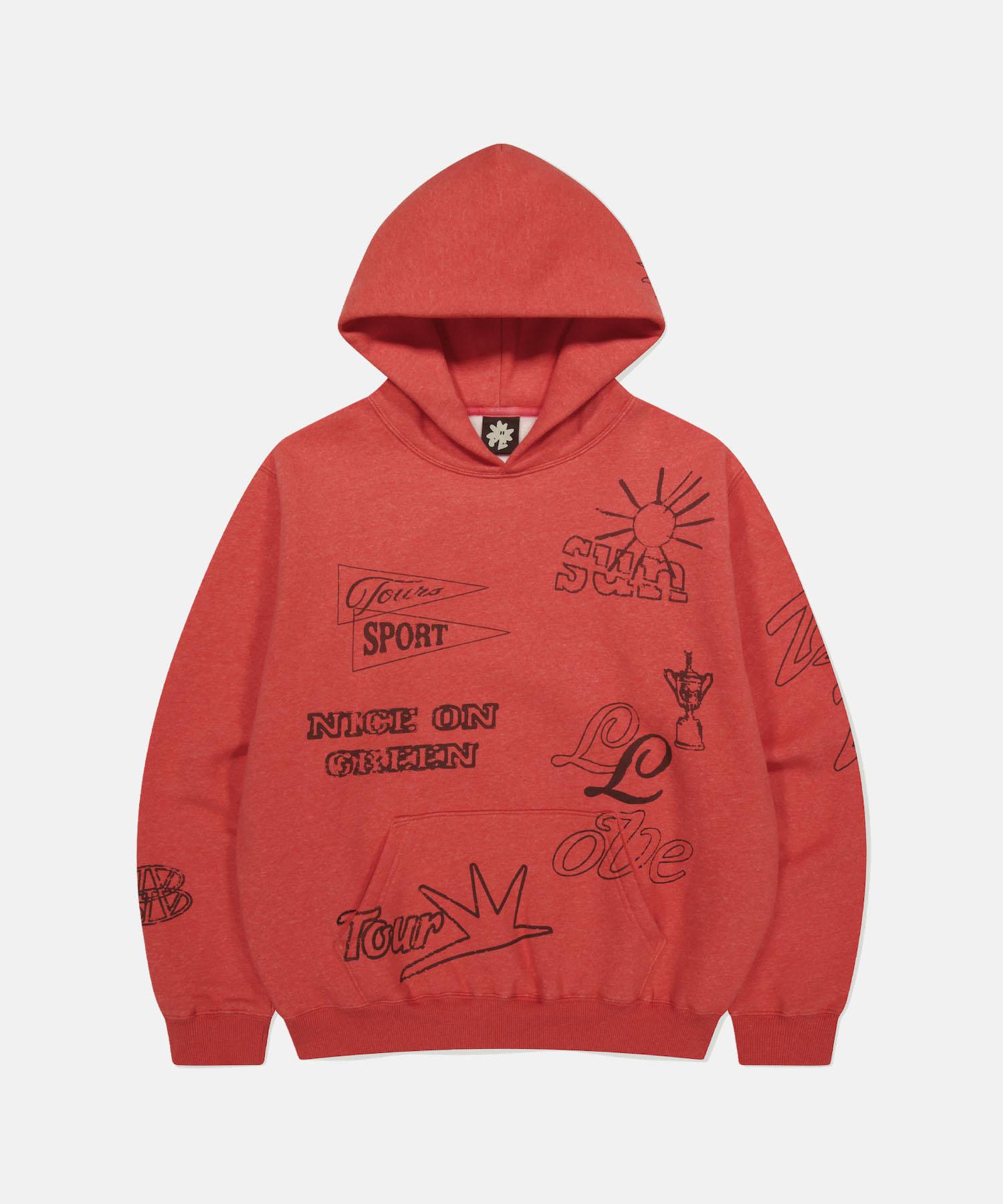 Sun Love Stencil Hoodie Red M