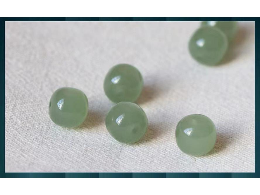Natural Hetian Lake Green Jade Beads: Round, Barrel, and Lulutong Multi-Treasure Bracelet Spacer Beads.