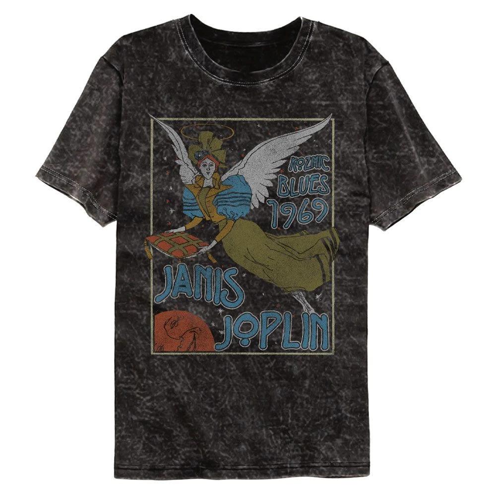 Janis Joplin Nouveau Angel Officially Licensed  Short Sleeve Mineral Wash T 150