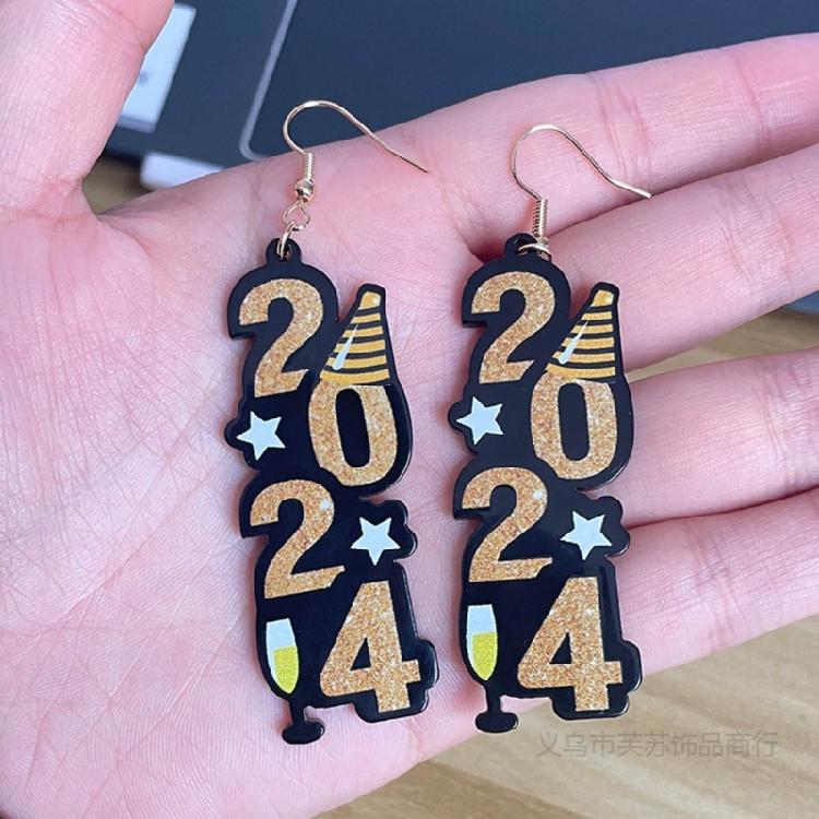Happy New Year Pendant Ear Rings Elegant Chinese Ear Ornament for Women Girls
