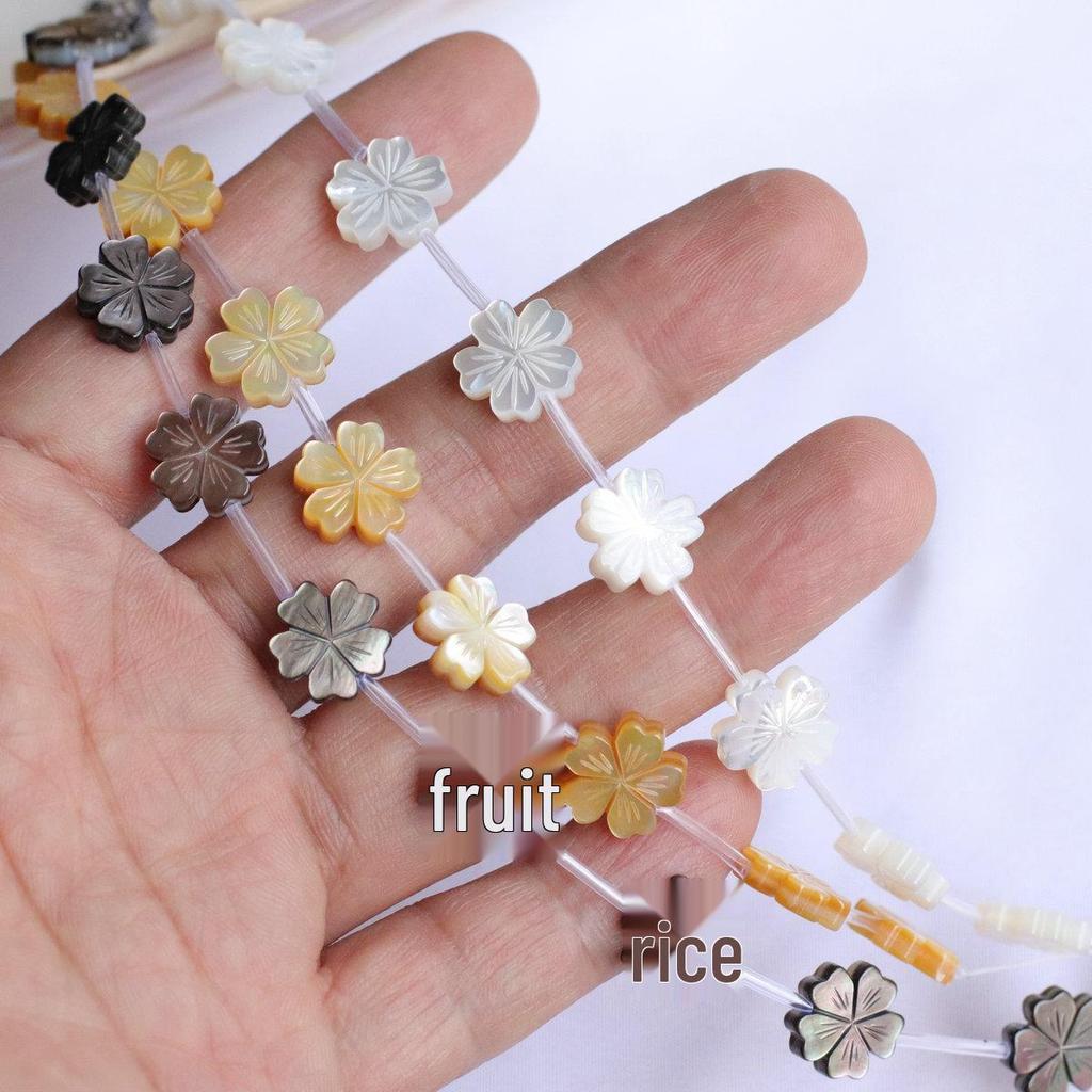 12mm Mother-of-Pearl Petal Carving Black & White Shell Beads for DIY Jewelry