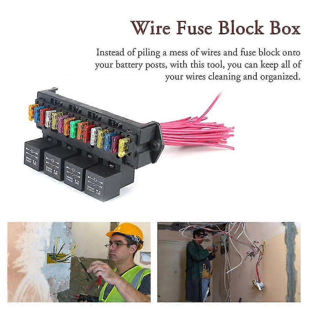 72V Car Fuse Box 15-way Wire Fuse Block Box Multi-circuit Control Box Car Wire Fuse Holder with 25-26s