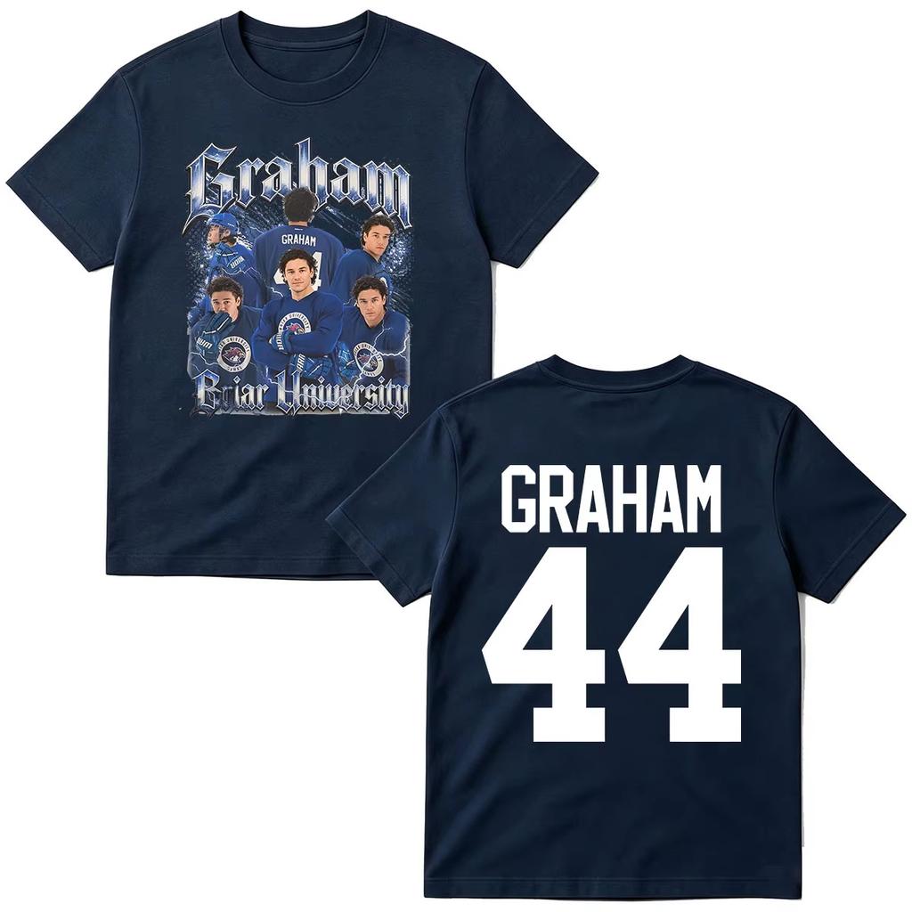2026 Off Campus Graham 44 T-shirts Briar University Hockey T-shirt Men Women Clothing Fashion Cotton Oversized T-shirts