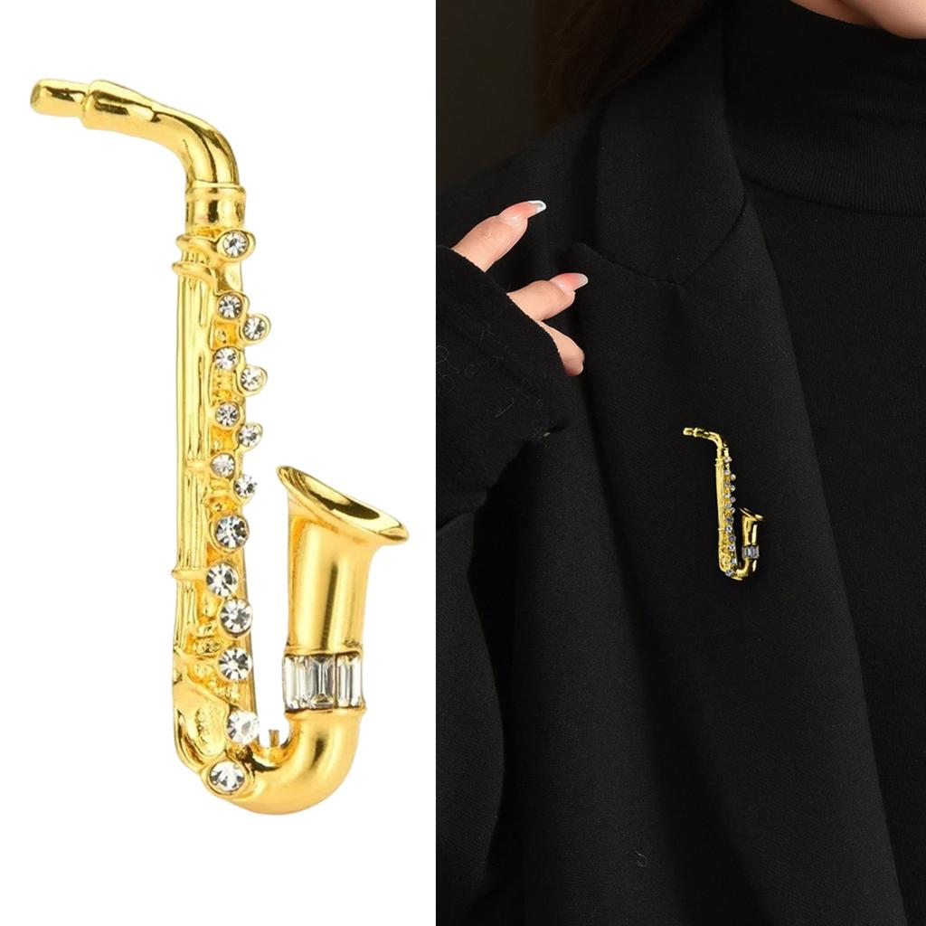 Vintage Lapel Pin Brooch Saxophone Women Brooch Pins Jewelry French Brooch Saxophone Pins Elegant Collar