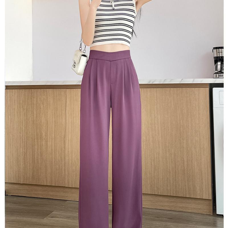 

Новые брюки палаццо для женщин весна-лето черные драпированные прямые брюки свободные повседневные брюки для женщин 5XL фиолетовый