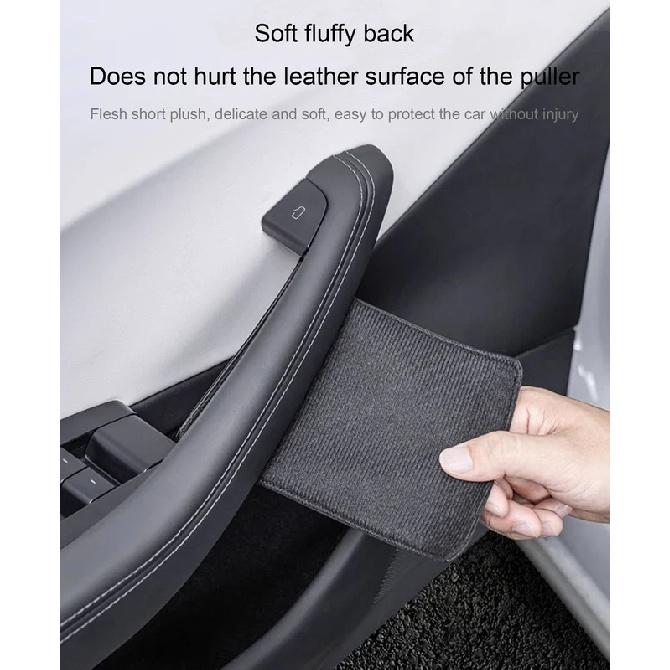 For Tesla Model 3 Highland 2024 4PCS Door Inner Handle Protector Cover Napa Leather Model Y Juniper Door Handle Gloves Accessory