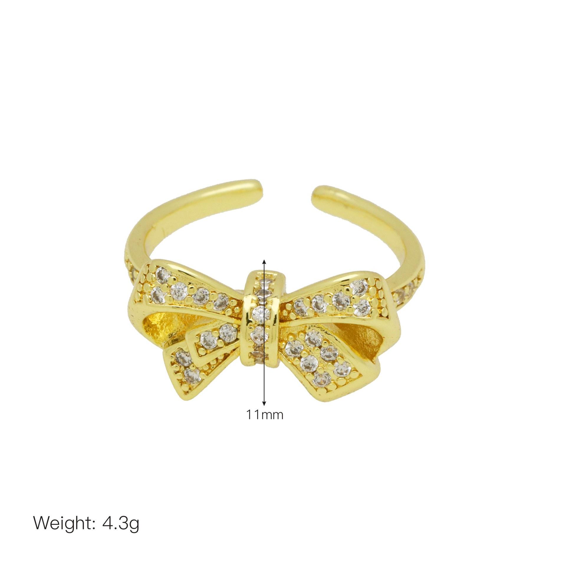 

Циркониевая медь с золотым покрытием, кольцо-бант, персонализированное простое открытое кольцо Opening adjustable