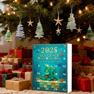 Calendário do Advento Vida Marinha Yousheng Calendário de Contagem Regressiva de 24 Dias para o Natal Decorações Acrílicas 2D de Vida Marinha para Crianças Adultos Presente Festivo