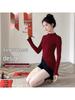 2025 Women's Long Sleeve Red Yoga & Pilates Top – Autumn/Winter Collection